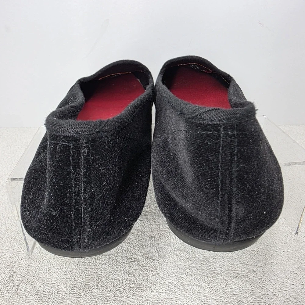 Vintage Christmas Holiday Flats Black Velvet Shoes Jingle Bells Holly SIZE 9